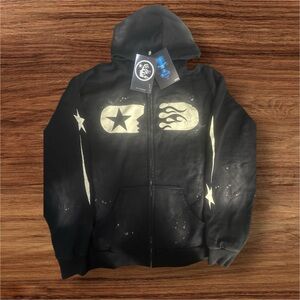 HELLSTAR Full Zip Distressed Hoodie